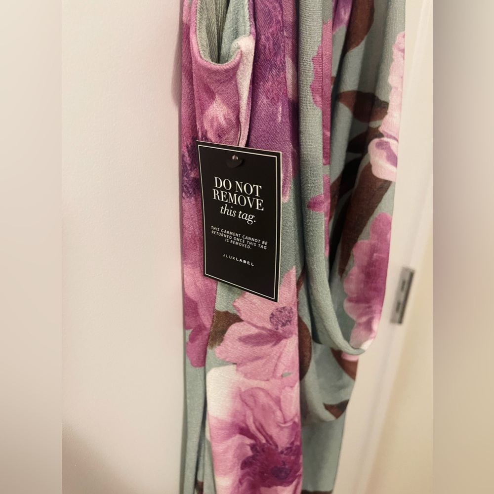 JLUXLABEL Sage Floral Slinky Highlights Cowl Neck Maxi Dress - Picture 8 of 8